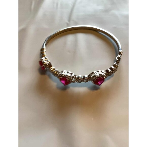 Sun Diamond Corporation Red Stone Bangle Bracelet READ - Picture 3 of 4